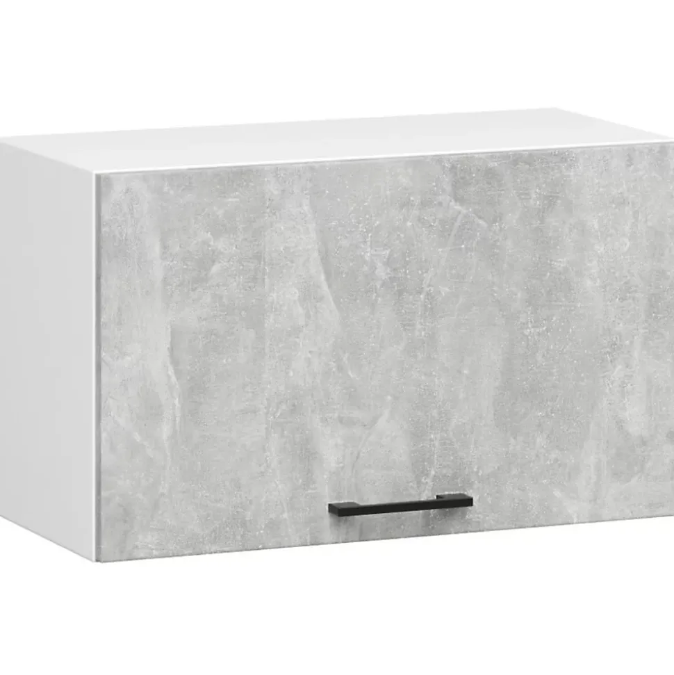 Meuble de cuisine haut AKORD W60 hotte OLIWIA modulable Blanc 60 cm 1 porte couleur Béton 1 étagère 60x30x29 cm