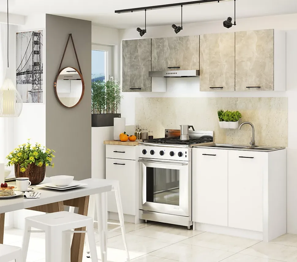 Meuble de cuisine haut AKORD W60 hotte OLIWIA modulable Blanc 60 cm 1 porte couleur Béton 1 étagère 60x30x29 cm