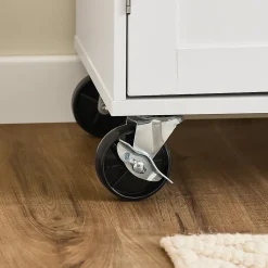 Meuble de Cuisine Mobile avec Plan de Travail et Tiroirs - Desserte à Roulettes Blanche