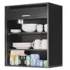 Meuble de Cuisine Noir 2 Etagères L 60 cm H 72 cm P 35 cm - L 60 x l 35 x H 72 cm