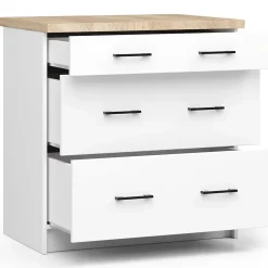 Meuble de cuisine sur pied : 3 tiroirs, blanc,80 x 85 x 46 cm