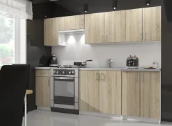 Meuble de cuisine suspendue : 1 porte, 2 étagères, blanc / Chêne Sonoma, 40 x 72 x 30,5 cm