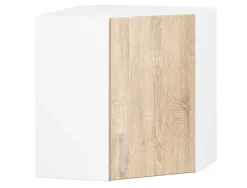 Meuble de cuisine suspendue d'angle : 1 porte, 2 étagères, blanc / Chêne Sonoma, 60 x 58 x 30,5 cm