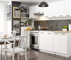 Meuble de cuisine suspendu : 1 porte, 2 étagères, blanc, 40 x 58 x 30 cm