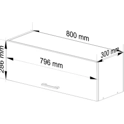 Meuble de cuisine suspendu : 1 porte, 1 étagère, blanc, 80 x 29 x 30 cm