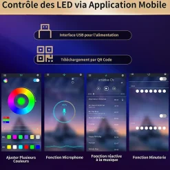 Meuble de salon haut de gamme avec éclairage LED, dimensions 120 x 40 x 180 cm, 4 portes, 3 tiroirs.