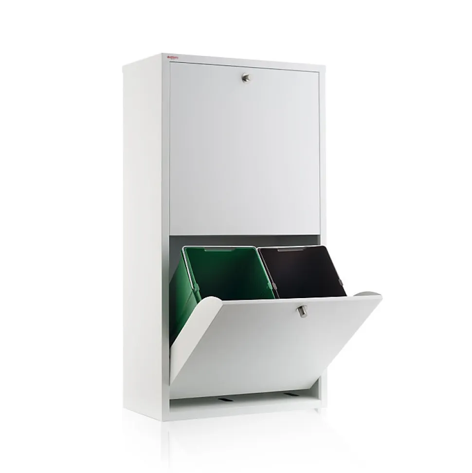 Meuble de tri EMI, 4 compartiments (80 L), blanc, design moderne et fonctionnel