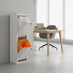 Meuble de tri LUA, 2 compartiments (40 L), blanc, design compact et fonctionnel