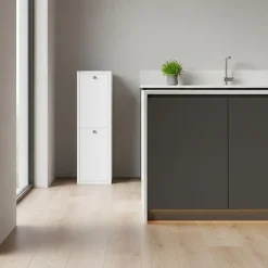 Meuble de tri LUA, 2 compartiments (40 L), blanc, design compact et fonctionnel