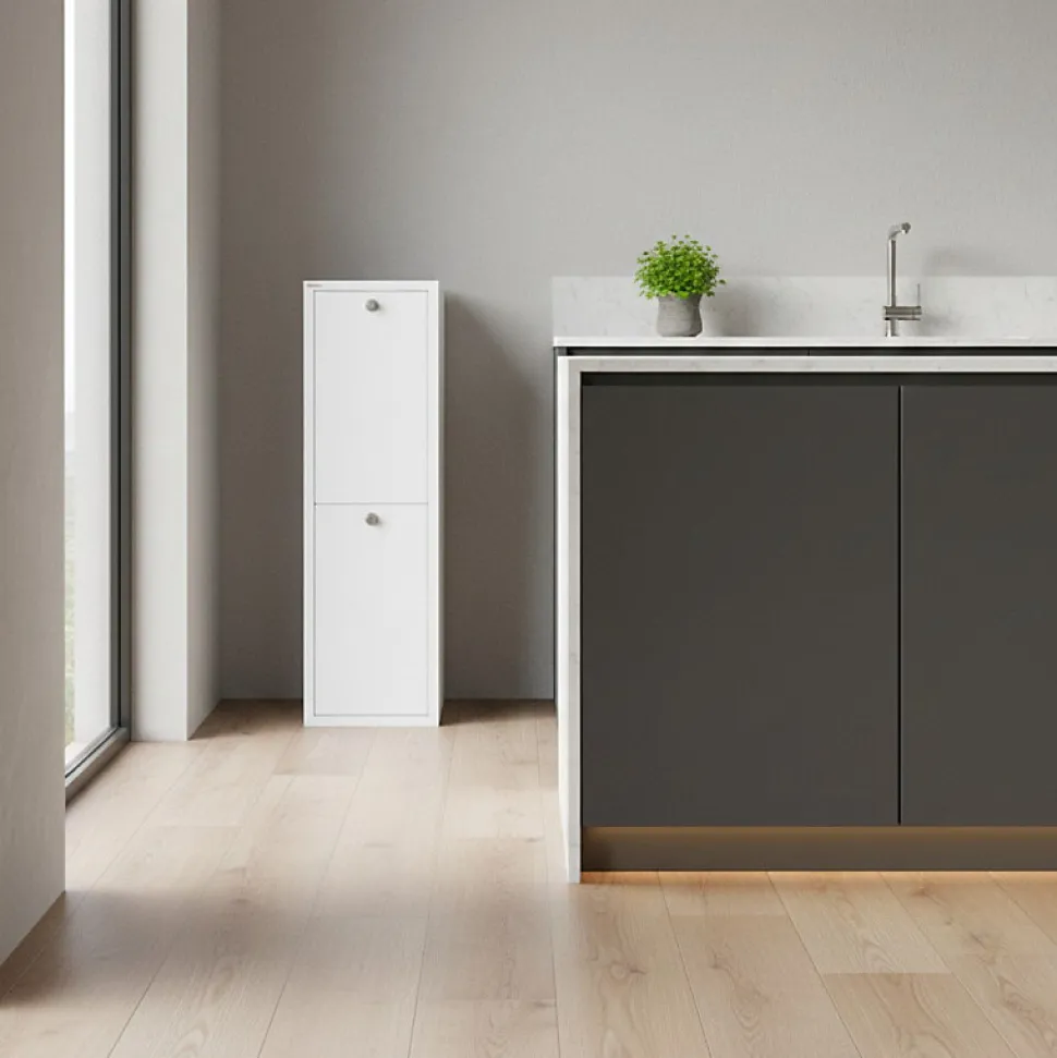 Meuble de tri LUA, 2 compartiments (40 L), blanc, design compact et fonctionnel