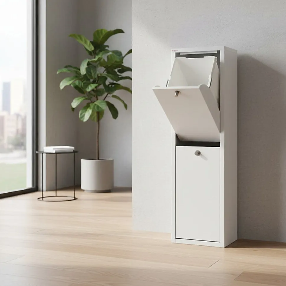 Meuble de tri LUA, 2 compartiments (40 L), blanc, design compact et fonctionnel