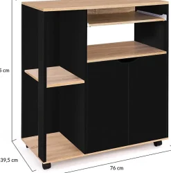 Meuble Déserte Rangement Cuisine Ilot Central Design Industriel Bois Noir