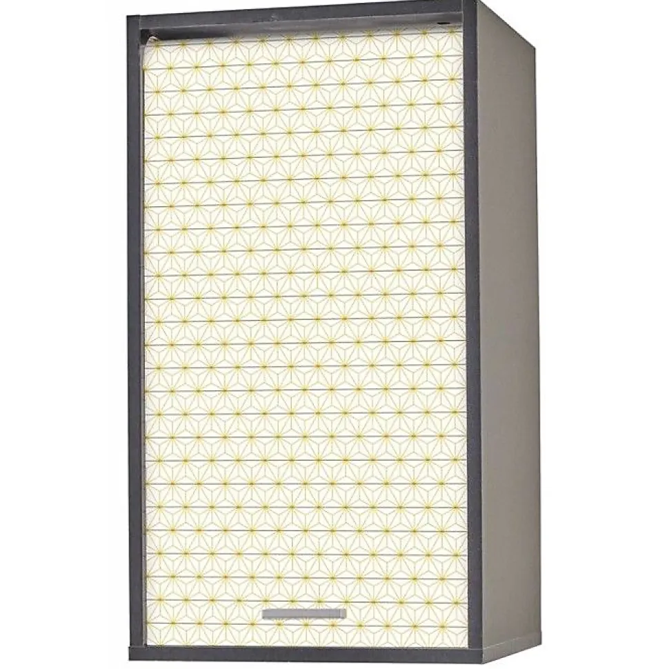 Meuble haut cuisine SIMMOB 40x35x72 cm noir rideau Ciel étoilé jaune