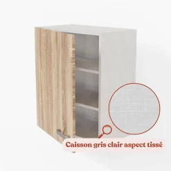 Meuble haut de cuisine - 60 cm - Caisson coloris Lino