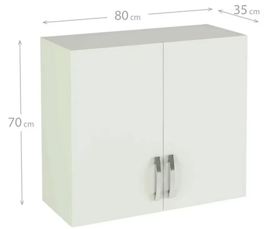 Meuble haut de cuisine 2 portes coloris blanc - Hauteur 70 x Longueur 80 x profondeur 35 cm