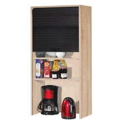 Meuble Haut de Cuisine Chêne Rideau Noir 4 Niches 60 x 124 x 35 cm - L 60 x l 35 x H 123.6 cm
