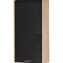 Meuble Haut de Cuisine Chêne Rideau Noir 4 Niches 60 x 124 x 35 cm - L 60 x l 35 x H 123.6 cm