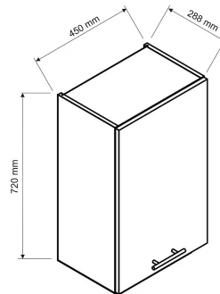 Meuble haut de cuisine coloris blanc avec 1 porte - longueur 45 x profondeur 28 x hauteur 72 cm