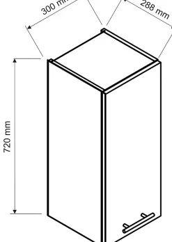 Meuble haut de cuisine coloris blanc avec 1 porte - longueur 30 x profondeur 28 x hauteur 72 cm