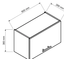 Meuble haut de cuisine coloris blanc avec 1 porte - longueur 60 x profondeur 28 x hauteur 36 cm