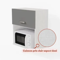 Meuble micro-ondes - 60 cm - Caisson coloris Lino