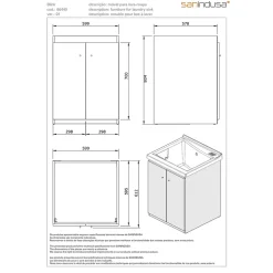 Meuble pour vidoir/bac a laver SANINDUSA Blink 64 compatible avec bac a laver Blink (non inclus)