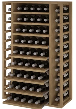 Meuble Range Bouteille de vin Série Godello en Pin Clair 65 bouteilles avec cubicules horizontaux