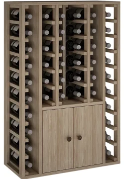 Meuble Range Bouteille de vin Série Godello en Chêne massif 44 bouteilles avec cabinet inférieur