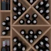 Meuble Range Bouteille de vin Série Godello en Chêne massif 60 bouteilles avec diamant et 3 cubicules gauche