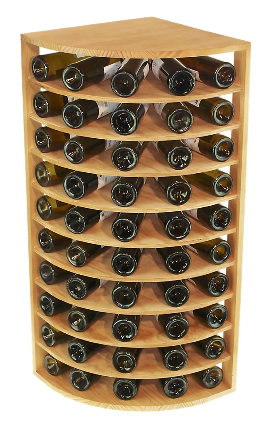 Meuble Range Bouteille de vin Série Godello en Pin Clair coin 50 bouteilles