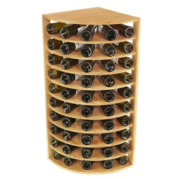 Meuble Range Bouteille de vin Série Godello en Pin Clair coin 50 bouteilles