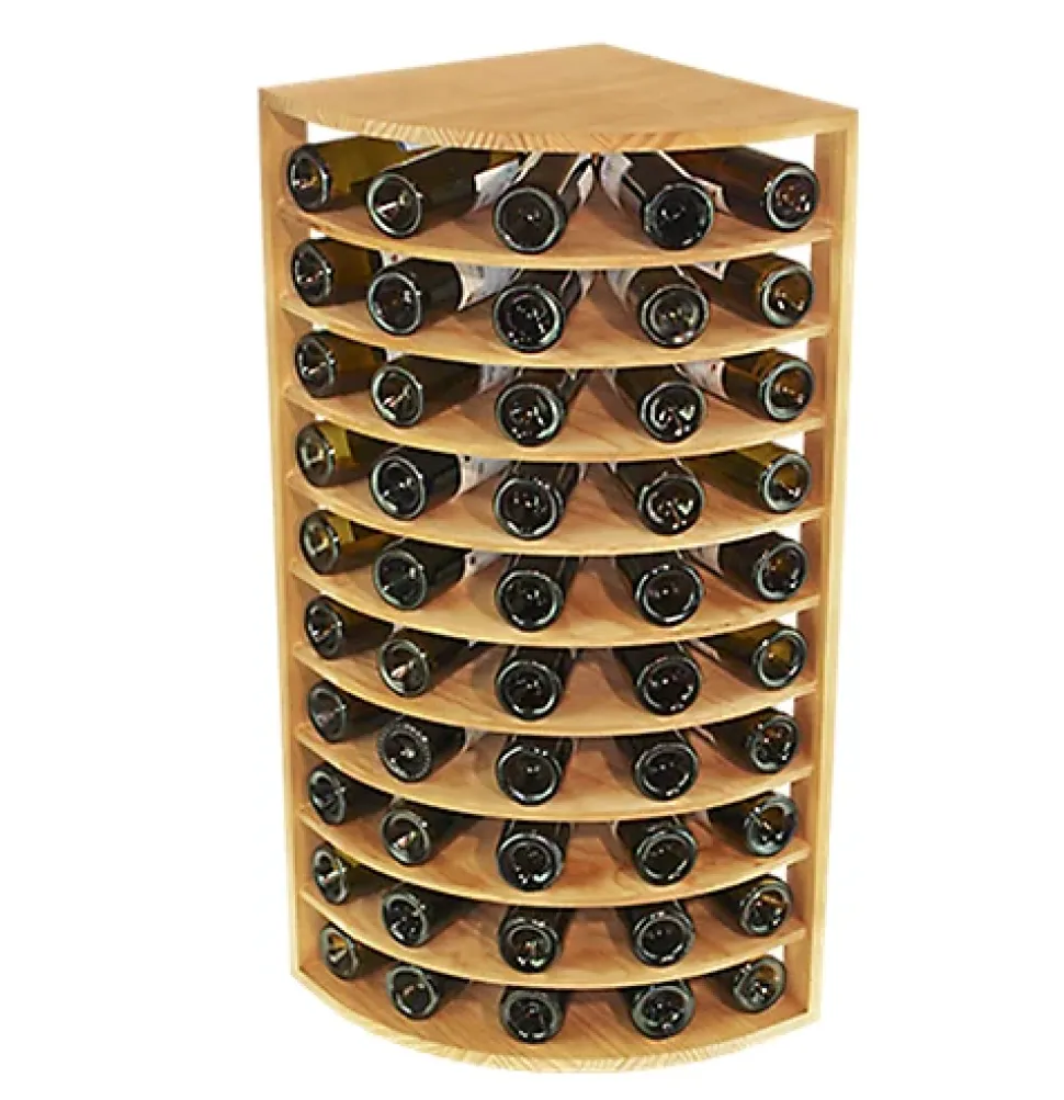 Meuble Range Bouteille de vin Série Godello en Pin Clair coin 50 bouteilles
