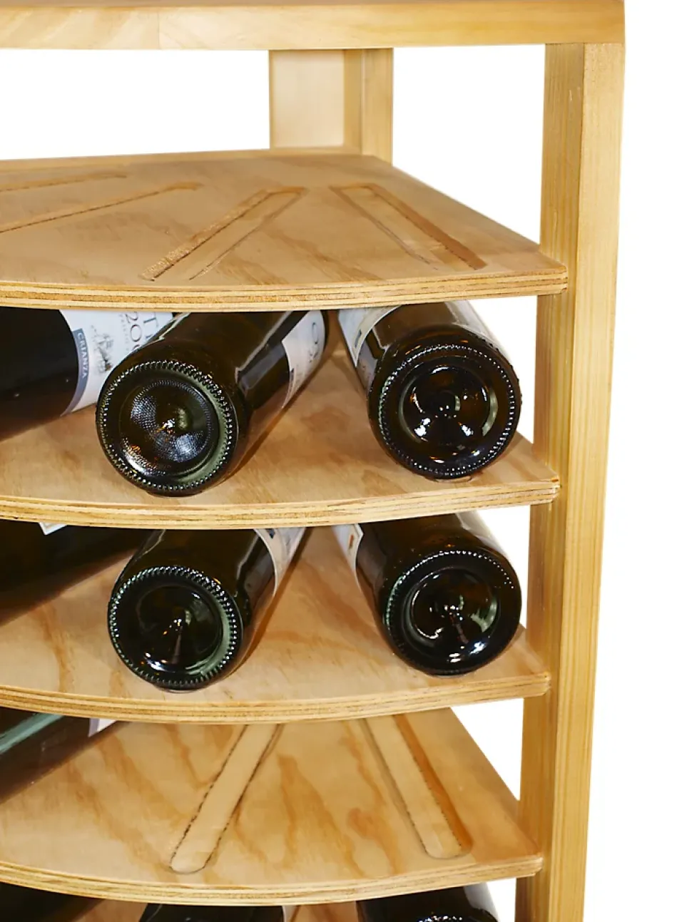 Meuble Range Bouteille de vin Série Godello en Pin Clair coin 50 bouteilles