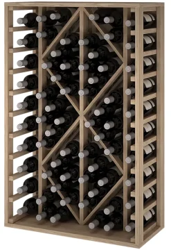 Meuble Range Bouteille de vin Série Godello en Chêne massif 69 bouteilles diamant