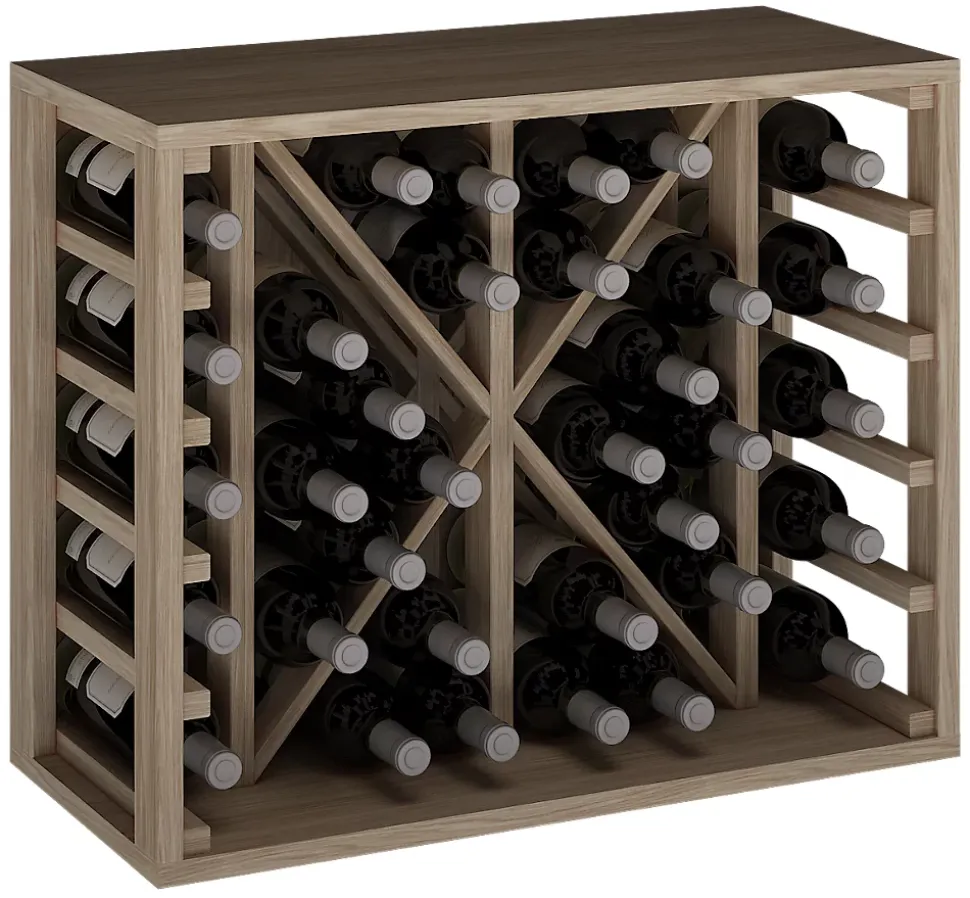 Meuble Range Bouteille de vin Série Godello en Chêne massif 34 bouteilles diamant