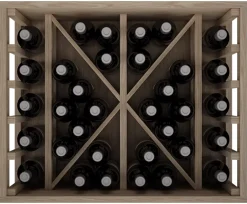 Meuble Range Bouteille de vin Série Godello en Chêne massif 34 bouteilles diamant