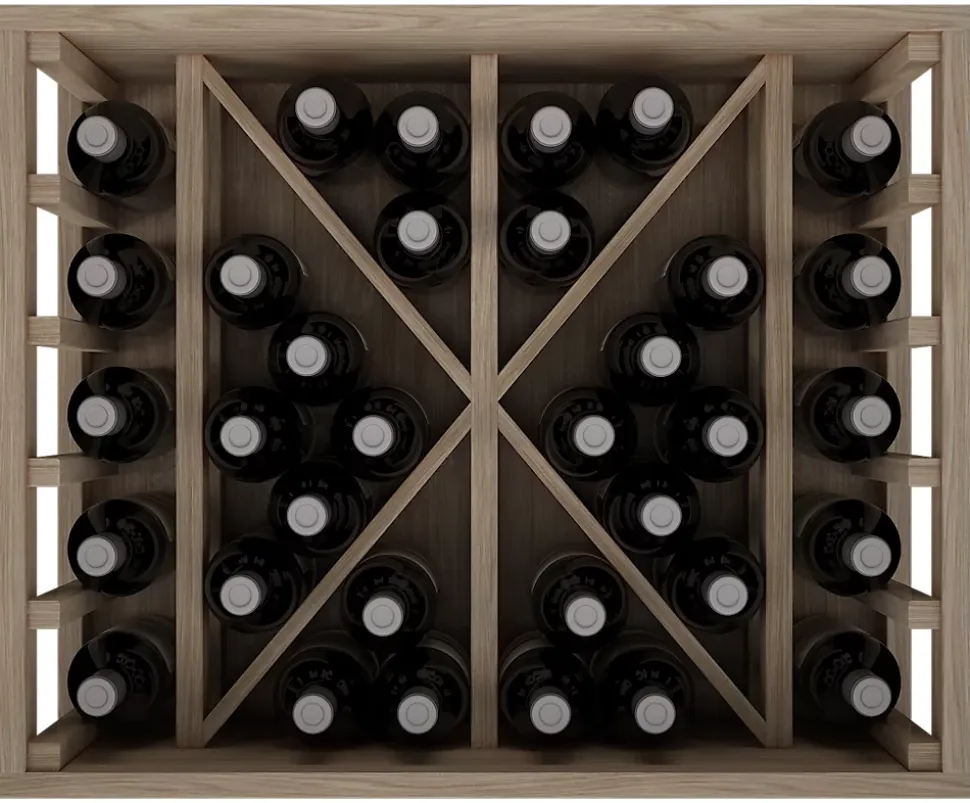 Meuble Range Bouteille de vin Série Godello en Chêne massif 34 bouteilles diamant