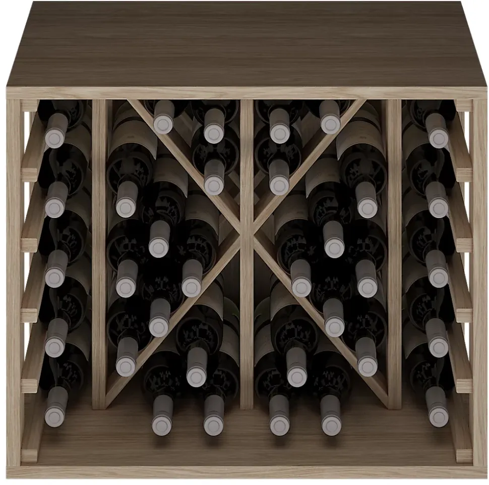 Meuble Range Bouteille de vin Série Godello en Chêne massif 34 bouteilles diamant