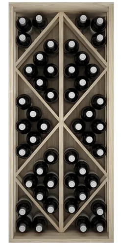 Meuble Range Bouteille de vin Série Godello en Chêne massif 49 bouteilles diamant