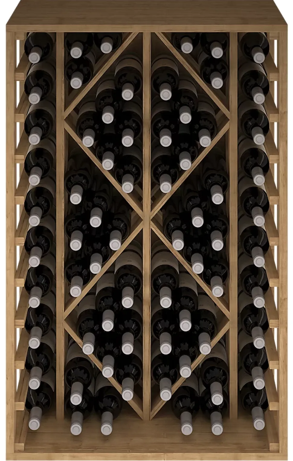 Meuble Range Bouteille de vin Série Godello en Pin Clair 69 bouteilles diamant