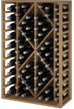 Meuble Range Bouteille de vin Série Godello en Pin Clair 69 bouteilles diamant