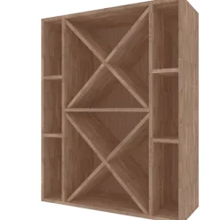 Meuble Range Bouteille de vin Série Godello en Chêne massif 75 bouteilles avec diamant et 6 cubicules