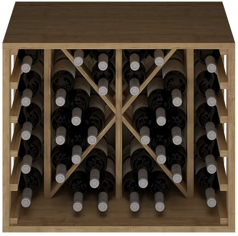 Meuble Range Bouteille de vin Série Godello en Pin Clair 34 bouteilles diamant