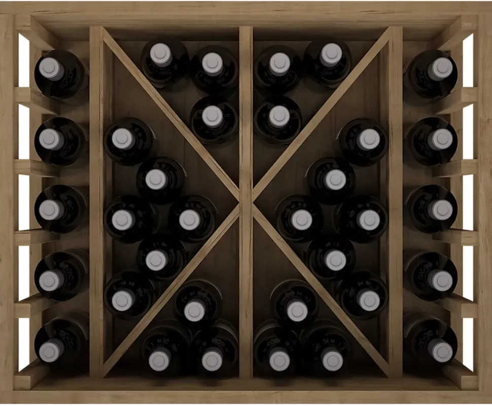 Meuble Range Bouteille de vin Série Godello en Pin Clair 34 bouteilles diamant