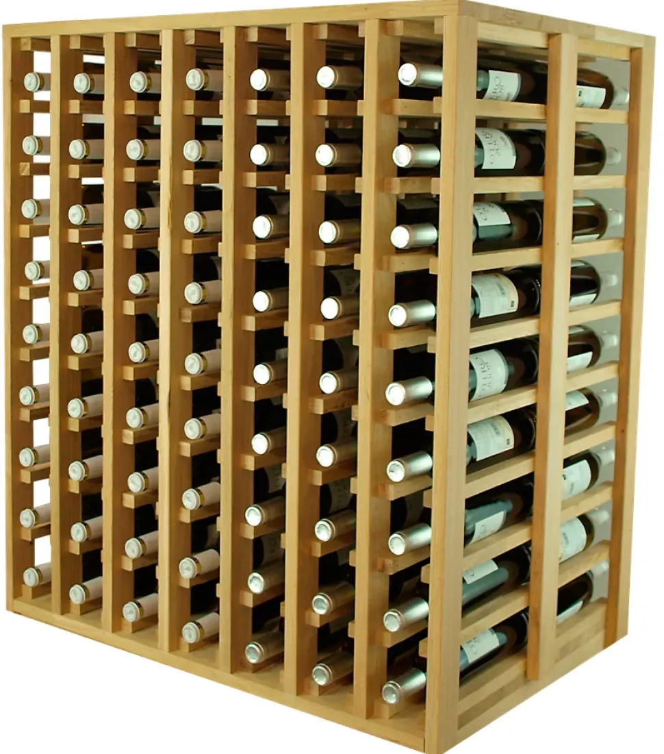Meuble Range Bouteille de vin Série Godello en Chêne massif 140 bouteilles double profondeur