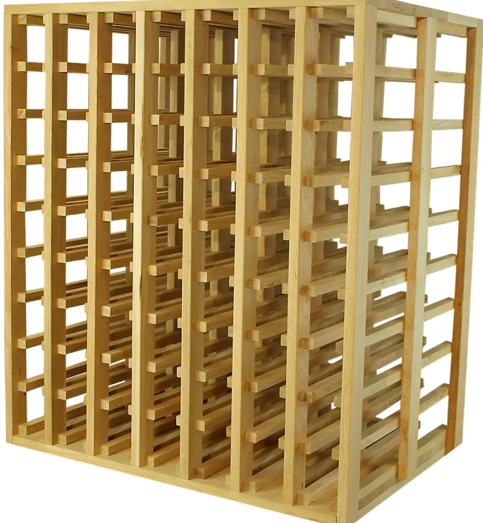 Meuble Range Bouteille de vin Série Godello en Chêne massif 140 bouteilles double profondeur