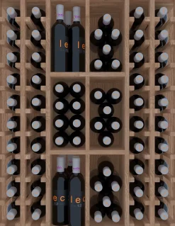 Meuble Range Bouteille de vin Série Godello en Chêne massif 76 bouteilles colonnes et cubicules