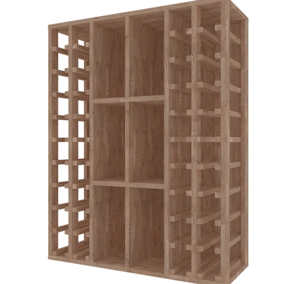 Meuble Range Bouteille de vin Série Godello en Chêne massif 76 bouteilles colonnes et cubicules