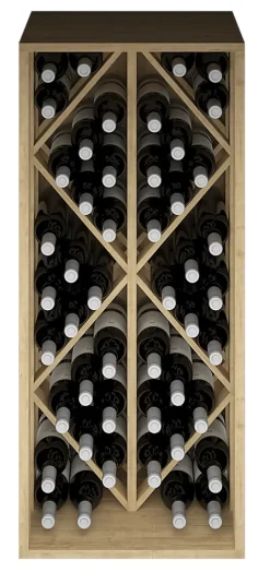 Meuble Range Bouteille de vin Série Godello en Pin Clair 49 bouteilles diamant