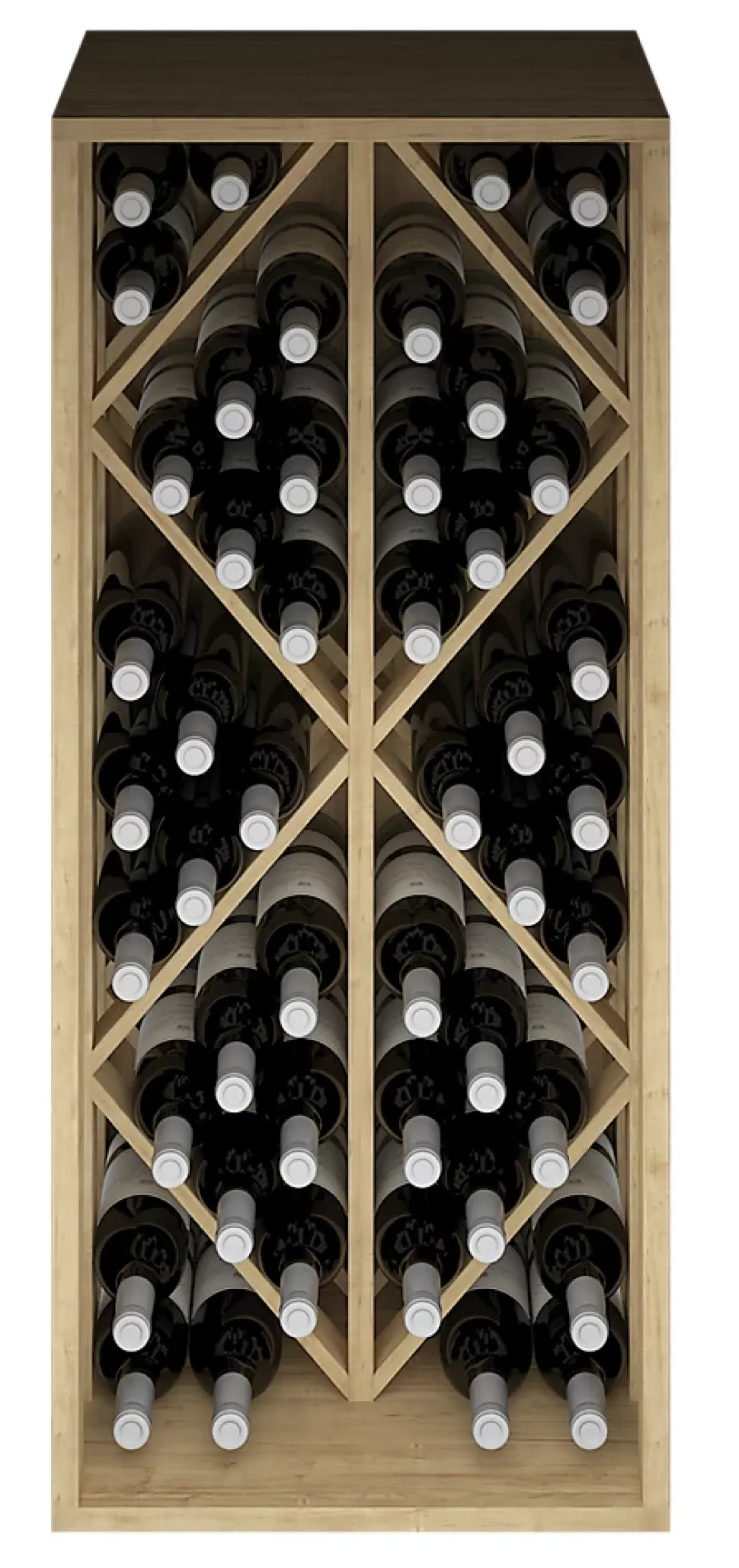 Meuble Range Bouteille de vin Série Godello en Pin Clair 49 bouteilles diamant